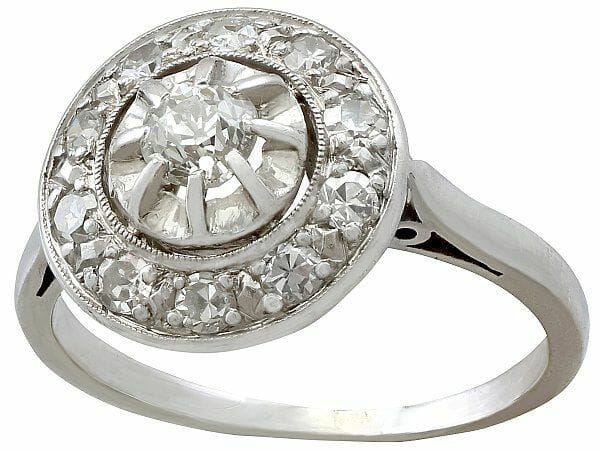 diamond white gold cluster ring 1920s antique