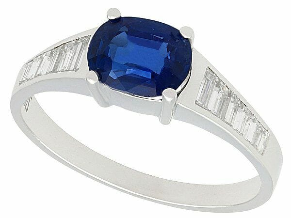 sapphire white gold and diamond vintage dress ring