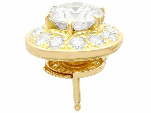 diamond yellow gold illusion earrings vintage
