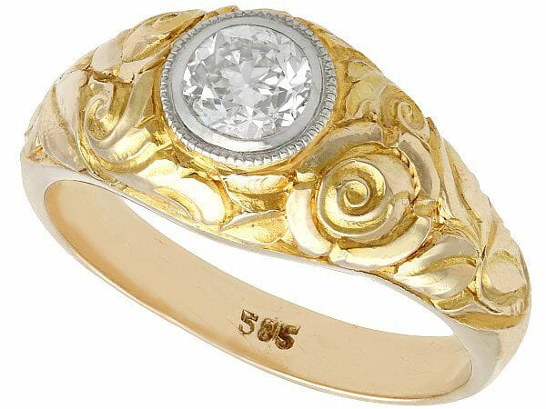 antique diamond yellow gold solitaire ring