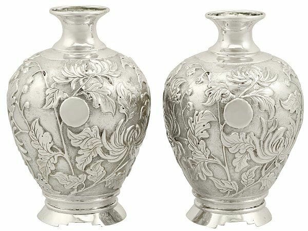 antique japanese silver vases