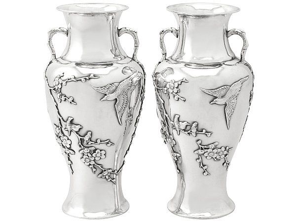 Antique Chinese Export Silver Vases
