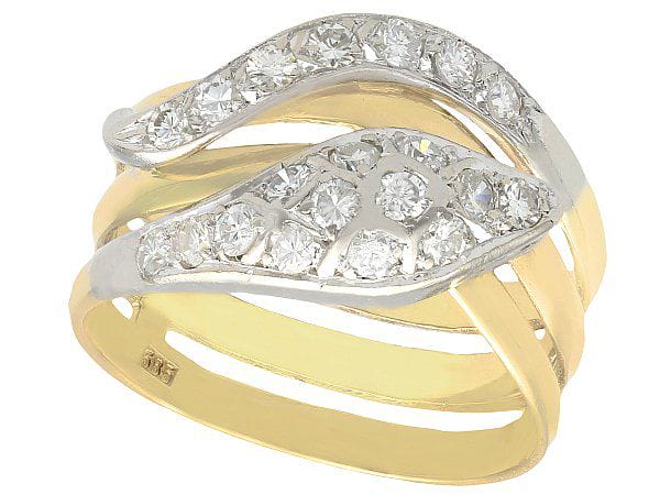 diamond 14ct yellow gold vintage snake ring