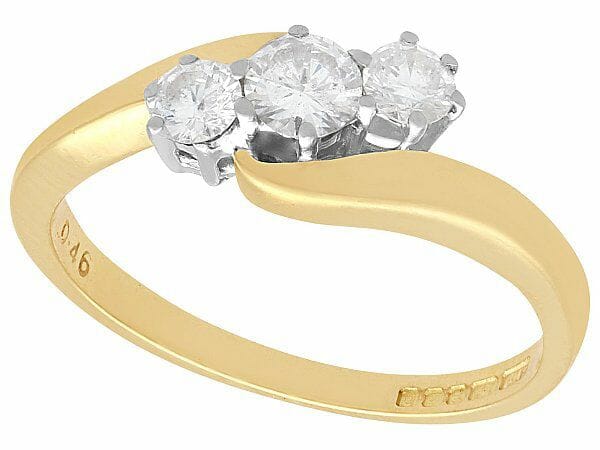 diamond 18ct yellow gold contemporary twist ring