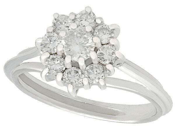 diamond and white gold vintage cluster ring