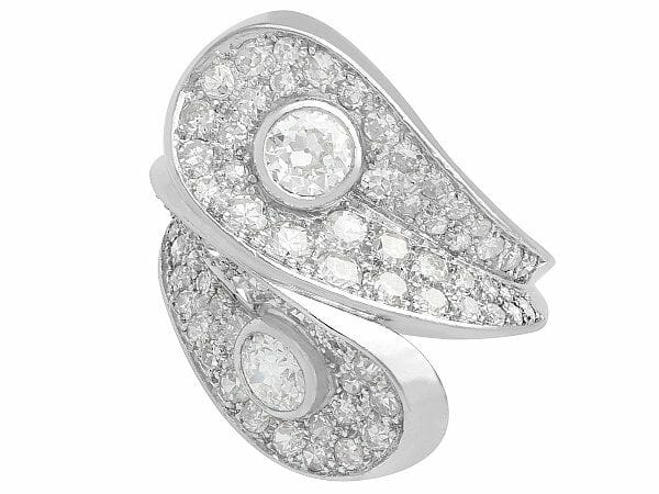diamond platinum crossover ring
