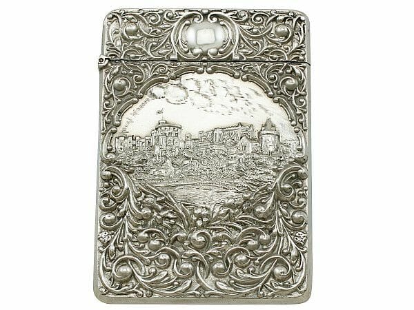 Sterling silver card case antique edwardian