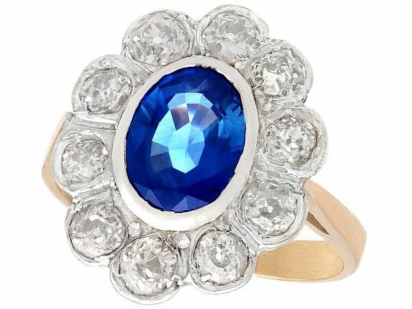 sapphire and diamond 18ct rose gold cluster ring