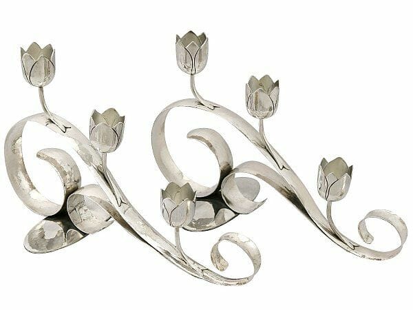 sterling silver three light candelabra art nouveau