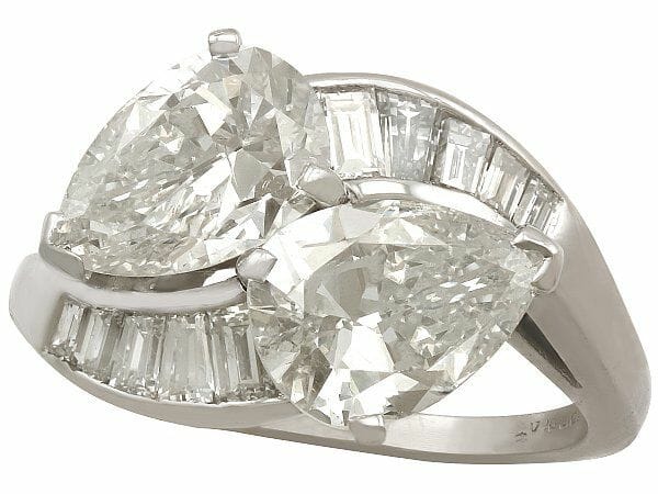 diamond and platinum vintage 1990s twist ring