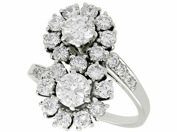1970s white gold and diamond twist ring