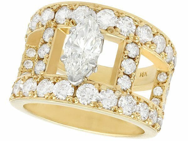 diamond yellow gold dress ring vintage