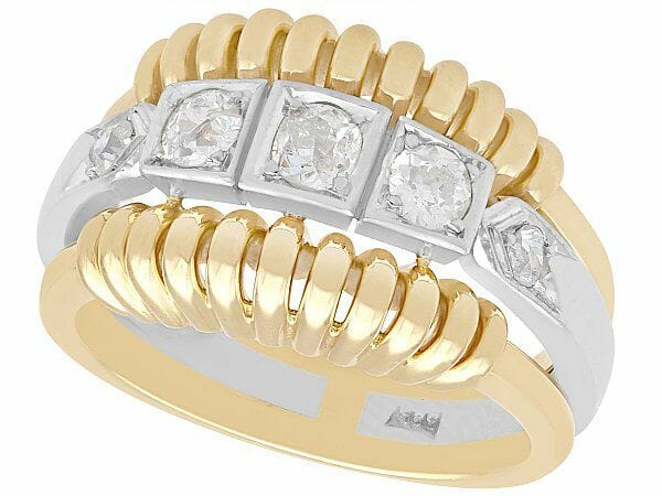 art deco diamond yellow gold dress ring