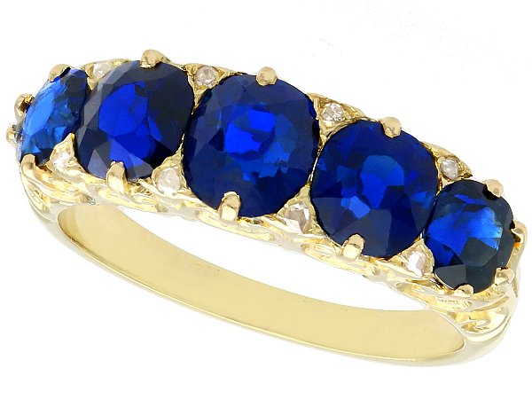 sapphire and diamond 5 stone ring