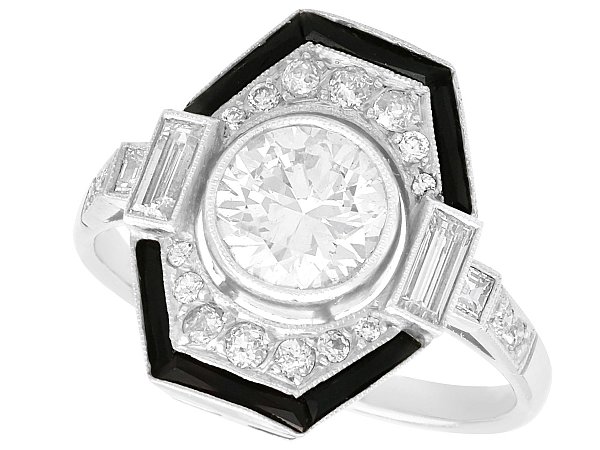 Platinum and Onyx Art Deco Ring