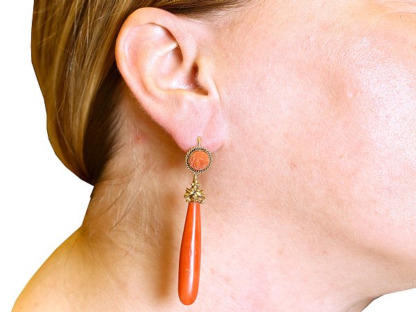 ladies coral earrings