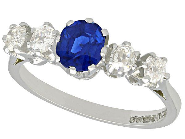 sapphire gemstone white gold engagement ring
