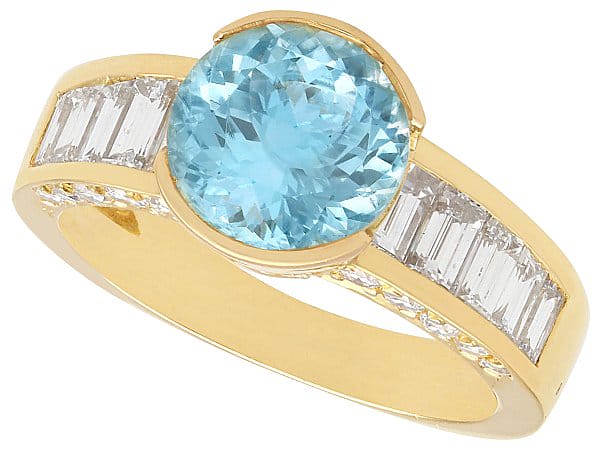 aquamarine yellow gold engagement ring