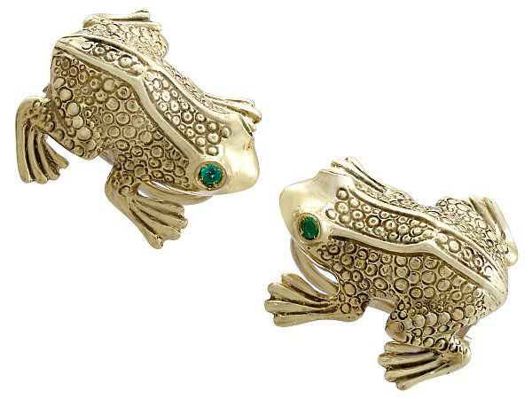 Emerald Frog Earrings
