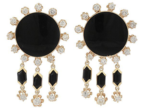 Diamond and Onyx Earrings