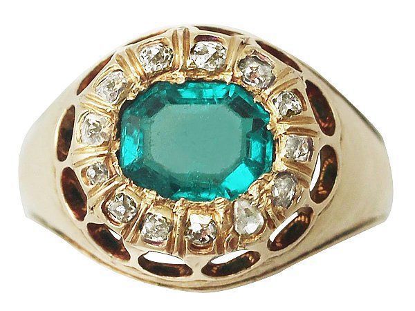 Emerald Old Mine Cut Ring