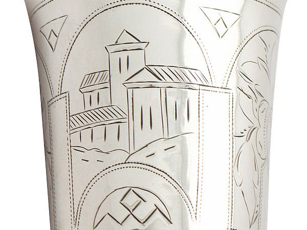 russian silver beaker close up