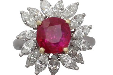 Vintage French ruby cluster ring - Cocktail Ring - Circa 1950