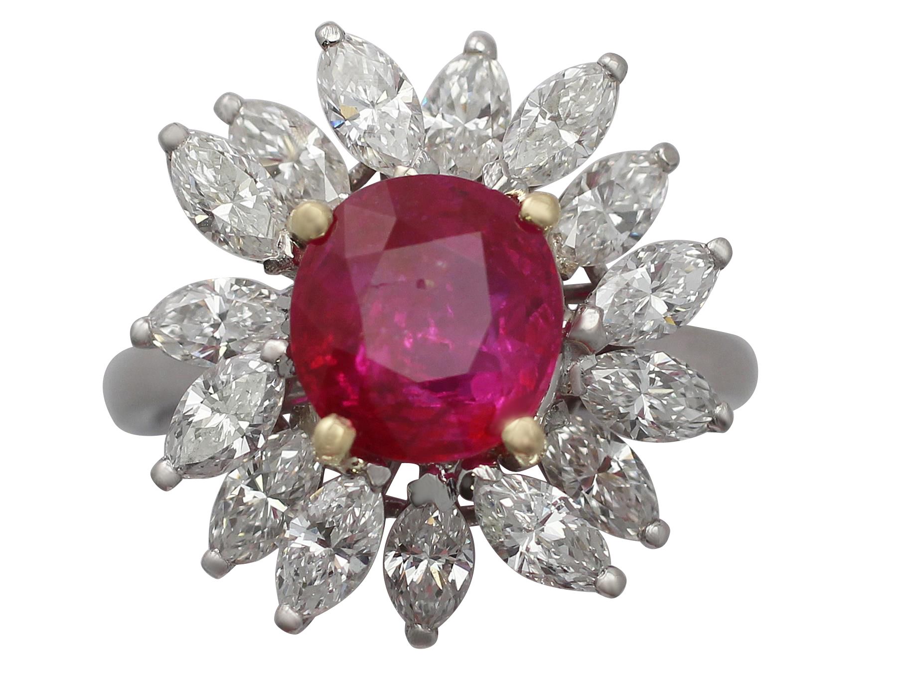 Vintage French ruby cluster ring - Cocktail Ring - Circa 1950