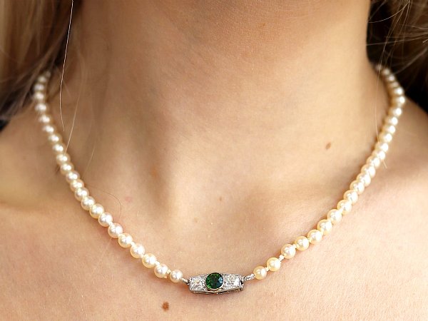 Emerald and Diamond Pearl Necklace Clasp