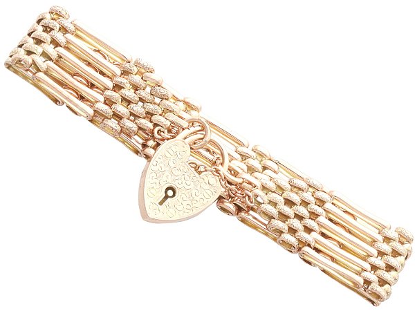 THE BLING KING Large Gold Filled Ladies Gate Bracelet with Double Sided  Heart Padlock  24mm Wide  Amazoncouk Fashion