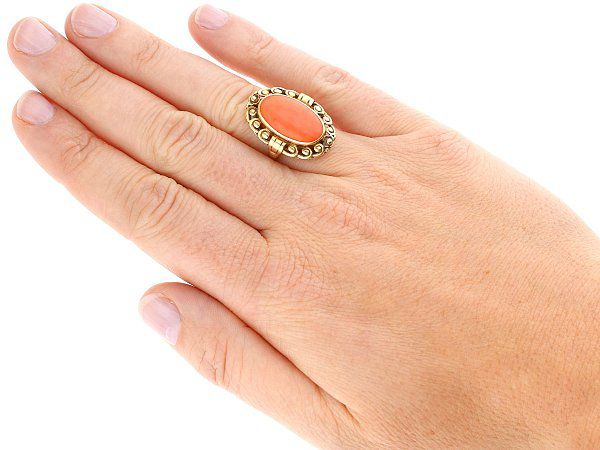 Oval Coral Ring