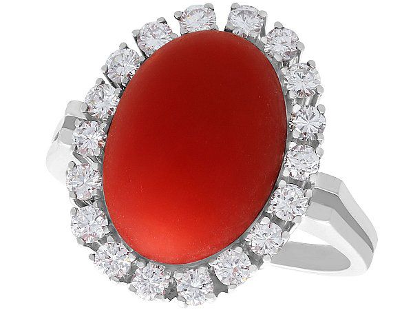 Diamond and Coral Ring