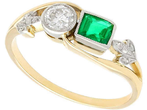 Unique Emerald and Diamond Engagement Ring