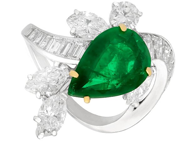 Emerald Sculptural Set Ring