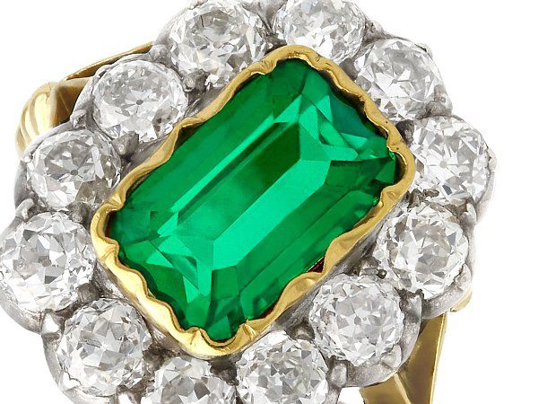 Emerald Cluster Engagement Ring