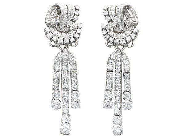 diamond and platinum drop earrings