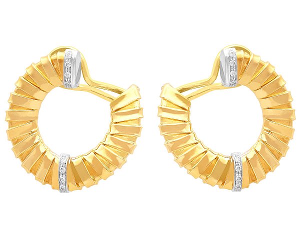 swirl diamond hoop earrings