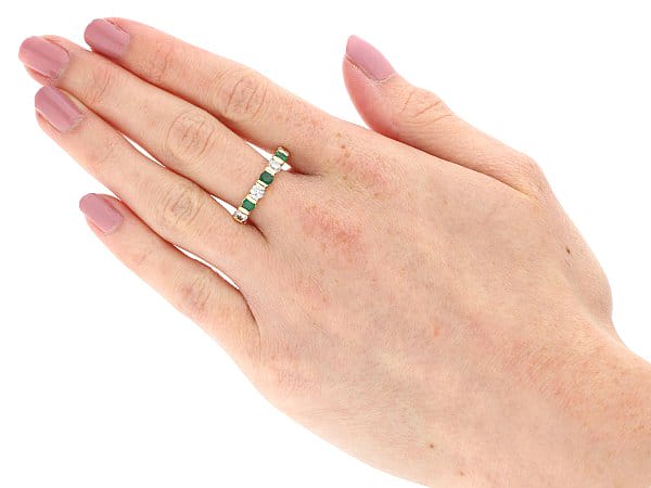 minimalist emerald and diamond ring