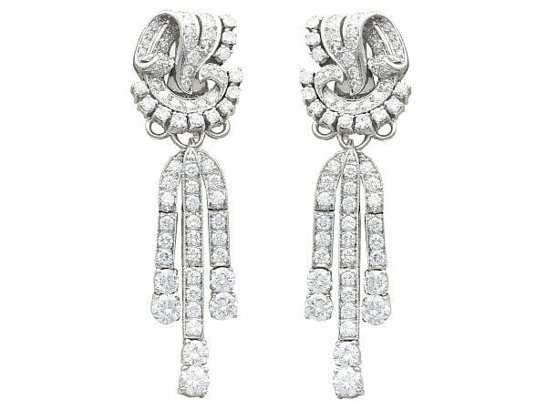 art deco vintage diamond and platinum earrings