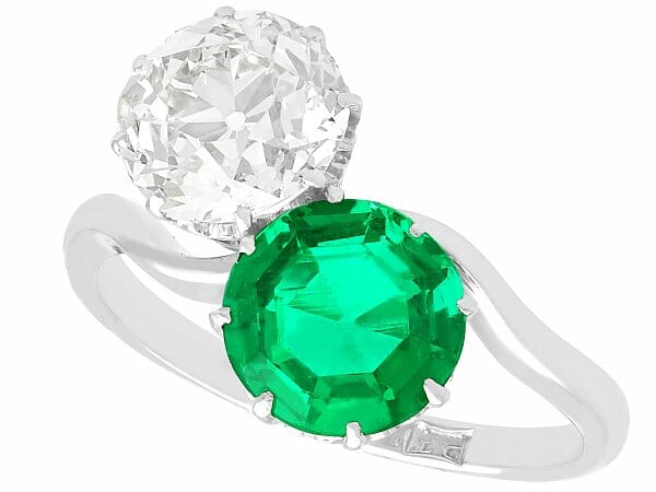 colombian emerald diamond platinum twist ring