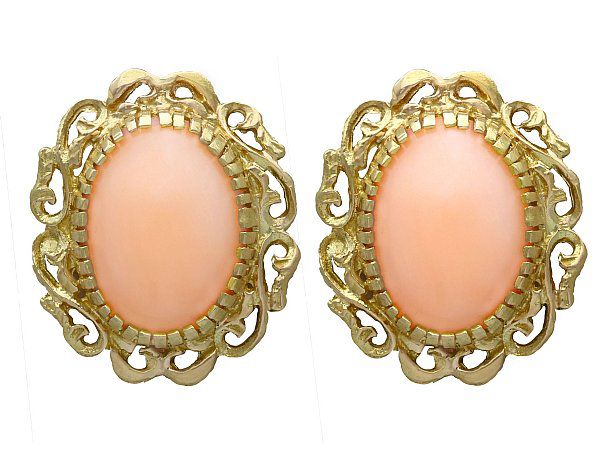 1960s coral gold earrings