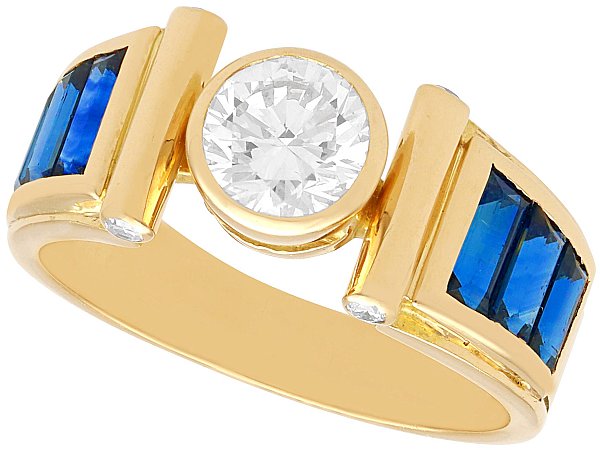 diamond sapphire gold ring