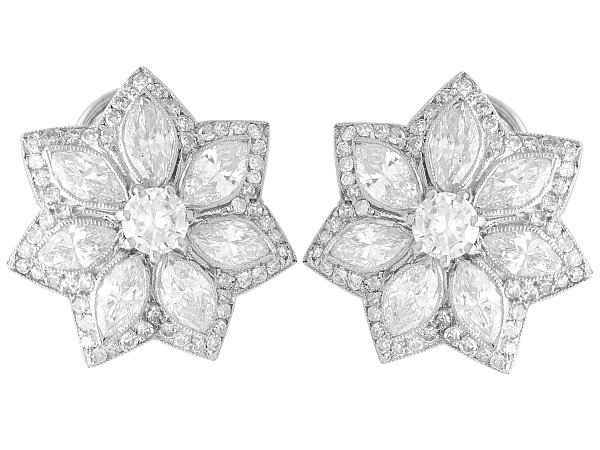 vintage diamond flower earrings