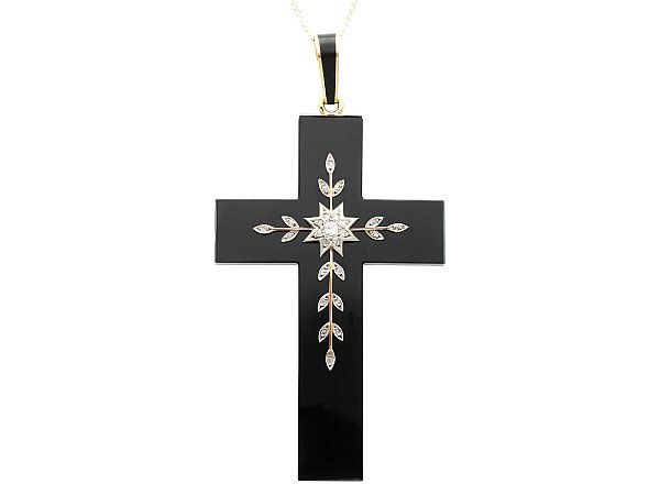 onyx and diamond cross pendant 