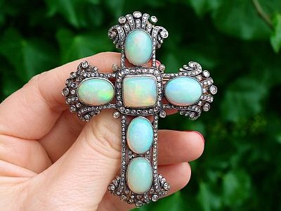 fine opal cross pendant 