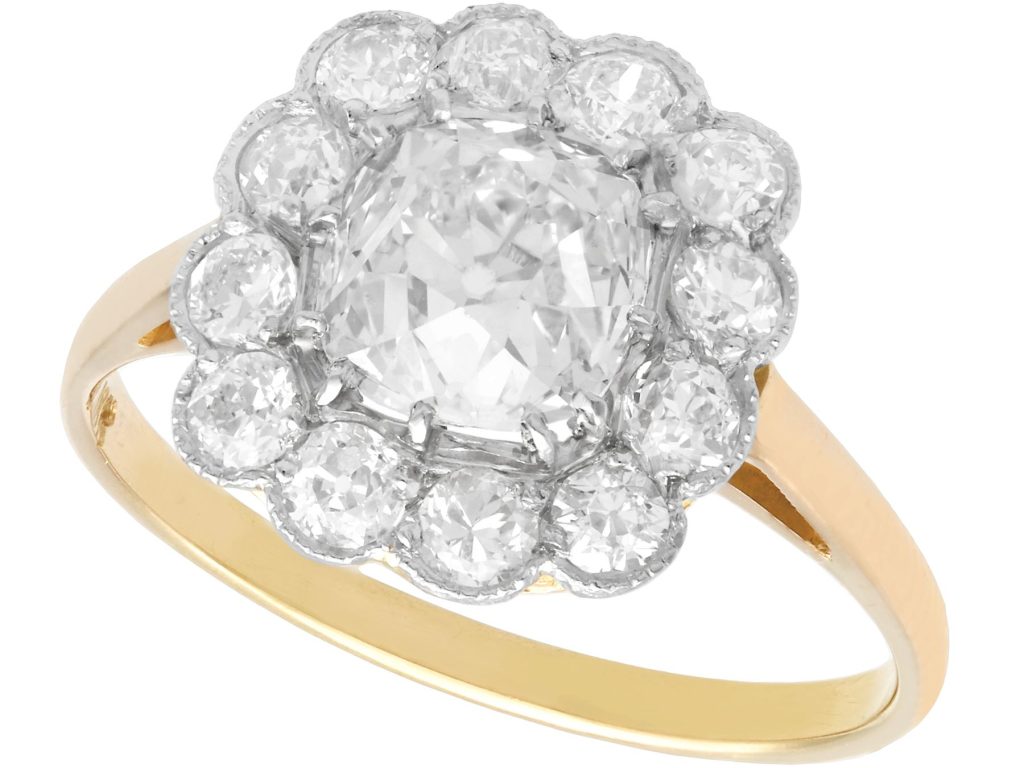 Gold cluster engagement ring design