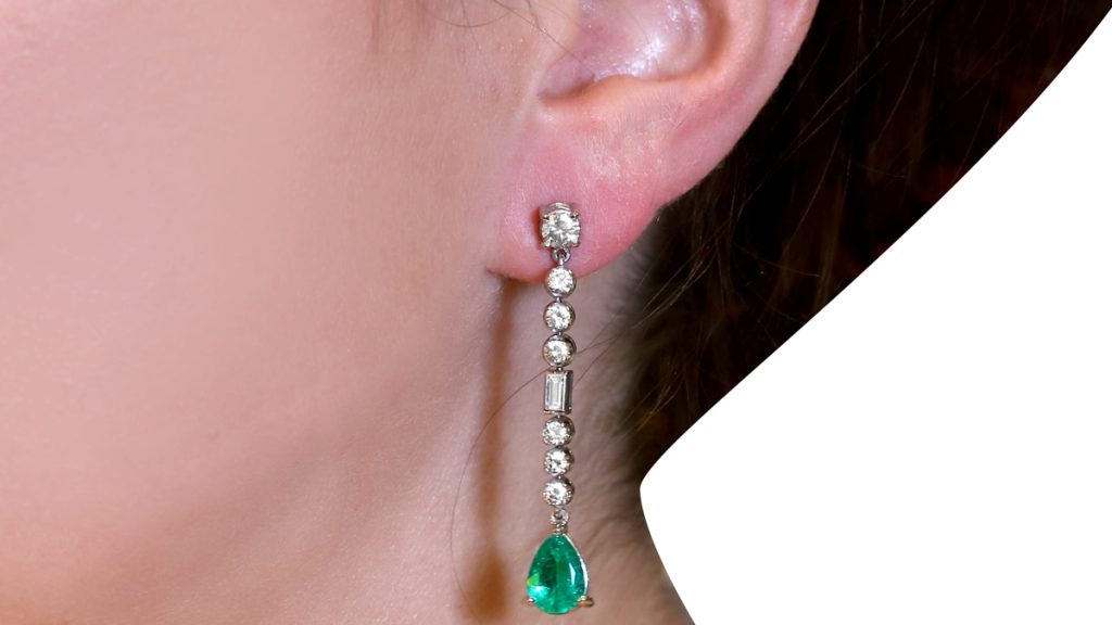 diamond emerald earrings