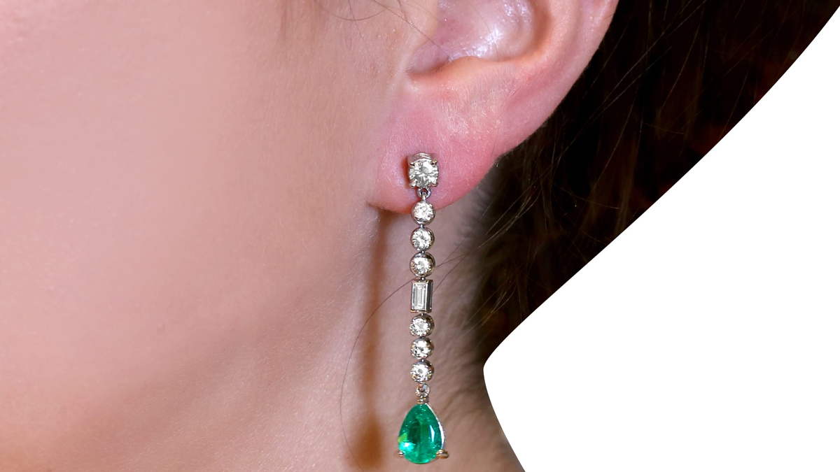 diamond emerald earrings
