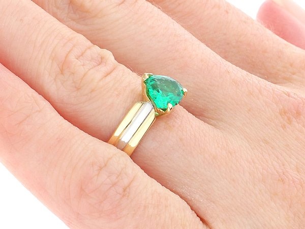 Vintage Pear Shaped Emerald Ring for Sale