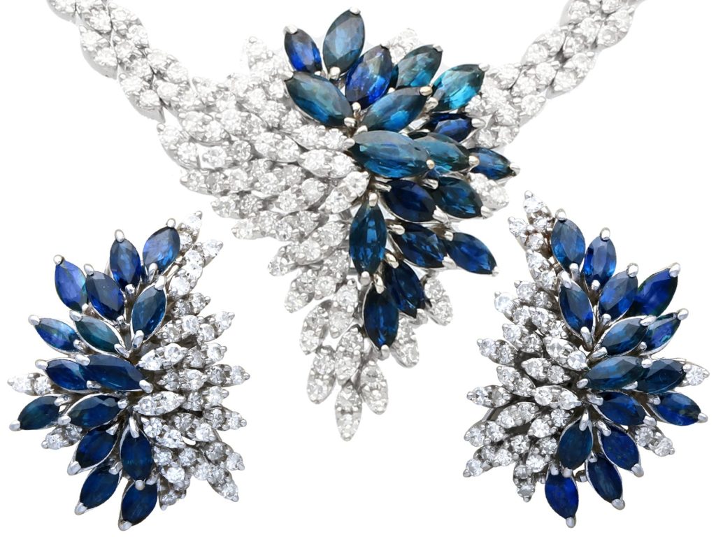 sapphire earring and necklace set